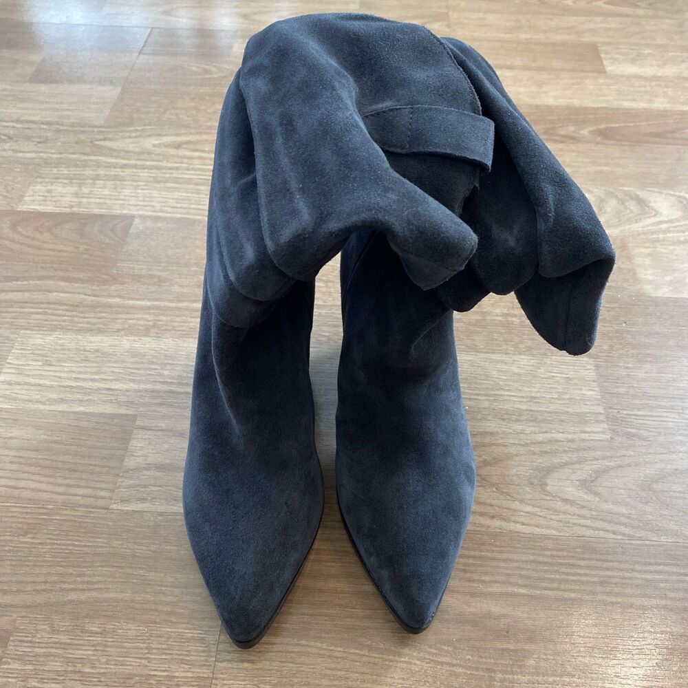 Marc Fisher LTD Myleea Womens Boots 6.5M Black Suede Slouchy Pointy Knee High - Picture 2 of 11